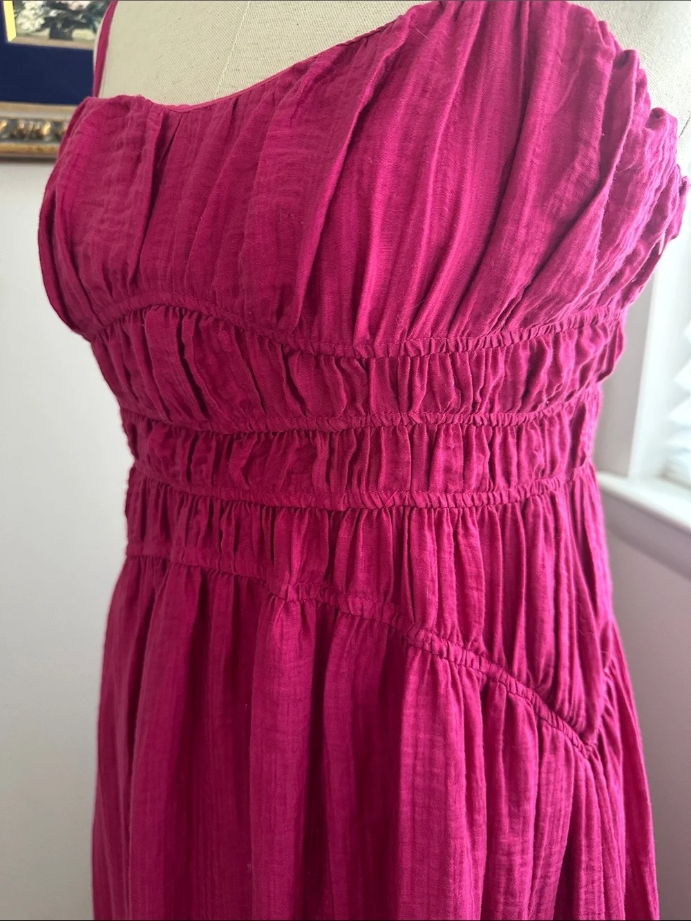 Aqua Magenta Maxi Dress with Spaghetti Straps - Picture 2 of 5